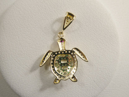 14k Real Solid Yellow Gold Turtle Charm Pendant
