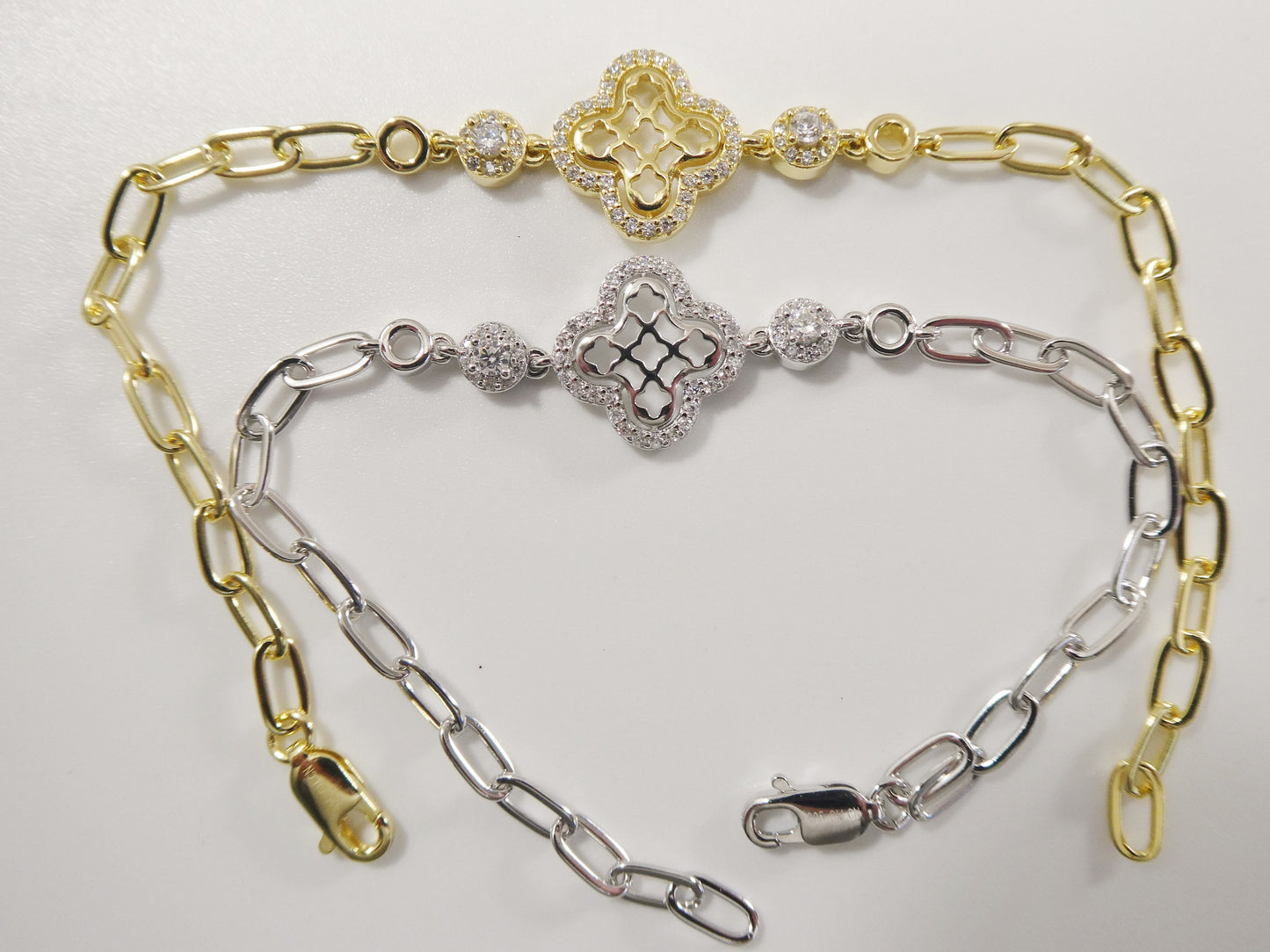 real 925 sterling silver paperclip bracelet 14k yellow gold finish