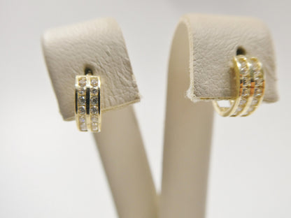 Real 10k Solid Yellow Gold Tiny Two Line Earring / Cartilage Daith Hoop Huggie Earrings