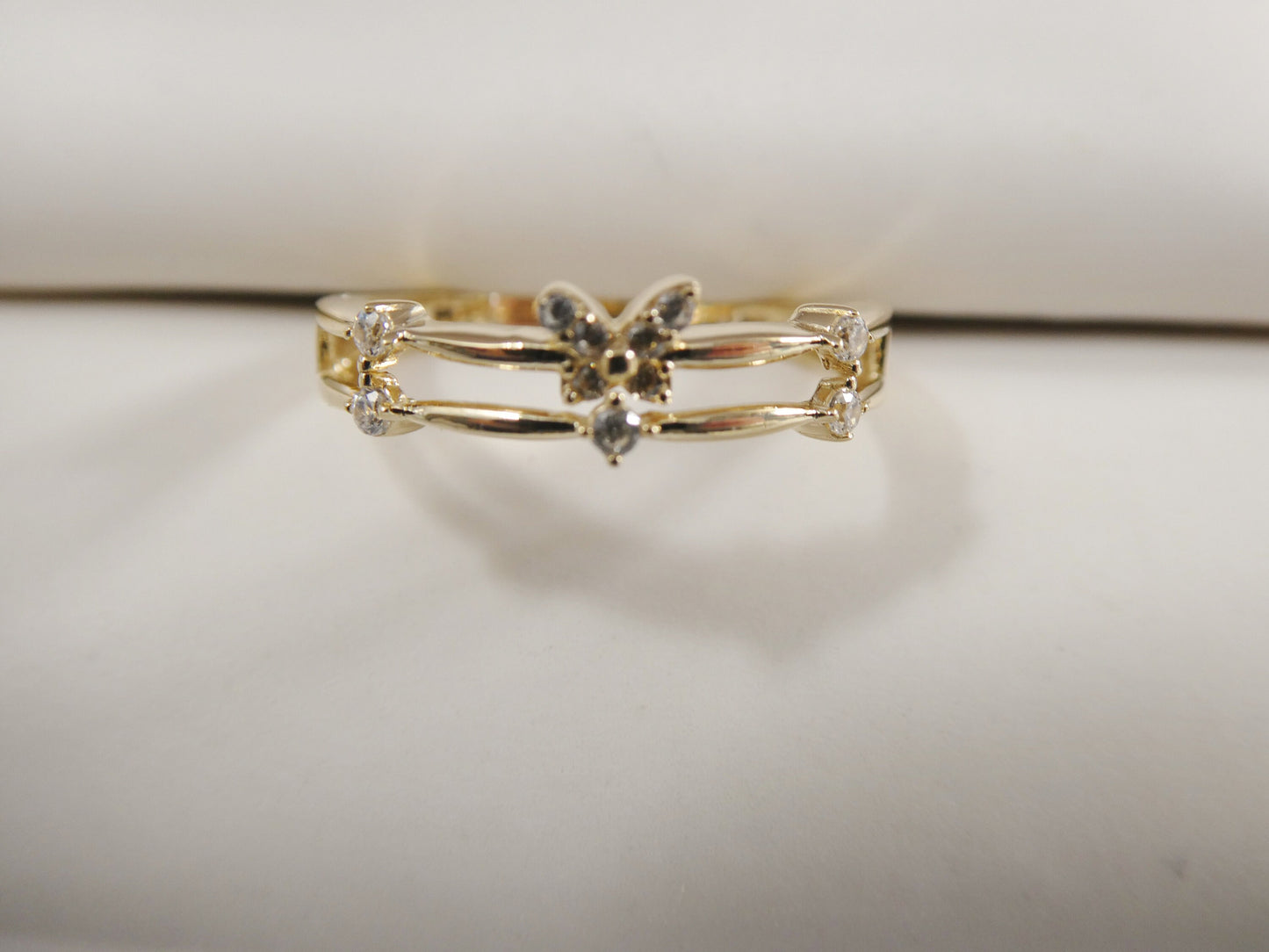 real 14k solid yellow gold women's classic micro pave setting pinky ring