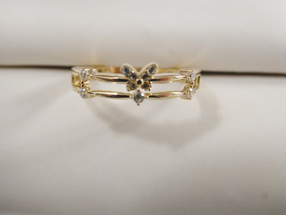 Real 14k Solid Yellow Gold Women's Classic Micro Pave Setting Pinky Ring