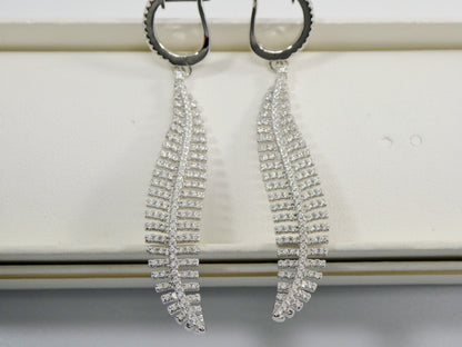 Real 925 Sterling Silver Micro Pave Setting 14k White Gold Color Finish Drop Earring