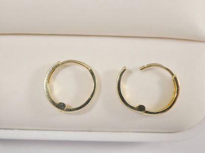 Real 10k Solid Yellow Gold 12mm High Polish Plain Hoop Huggie Earrings