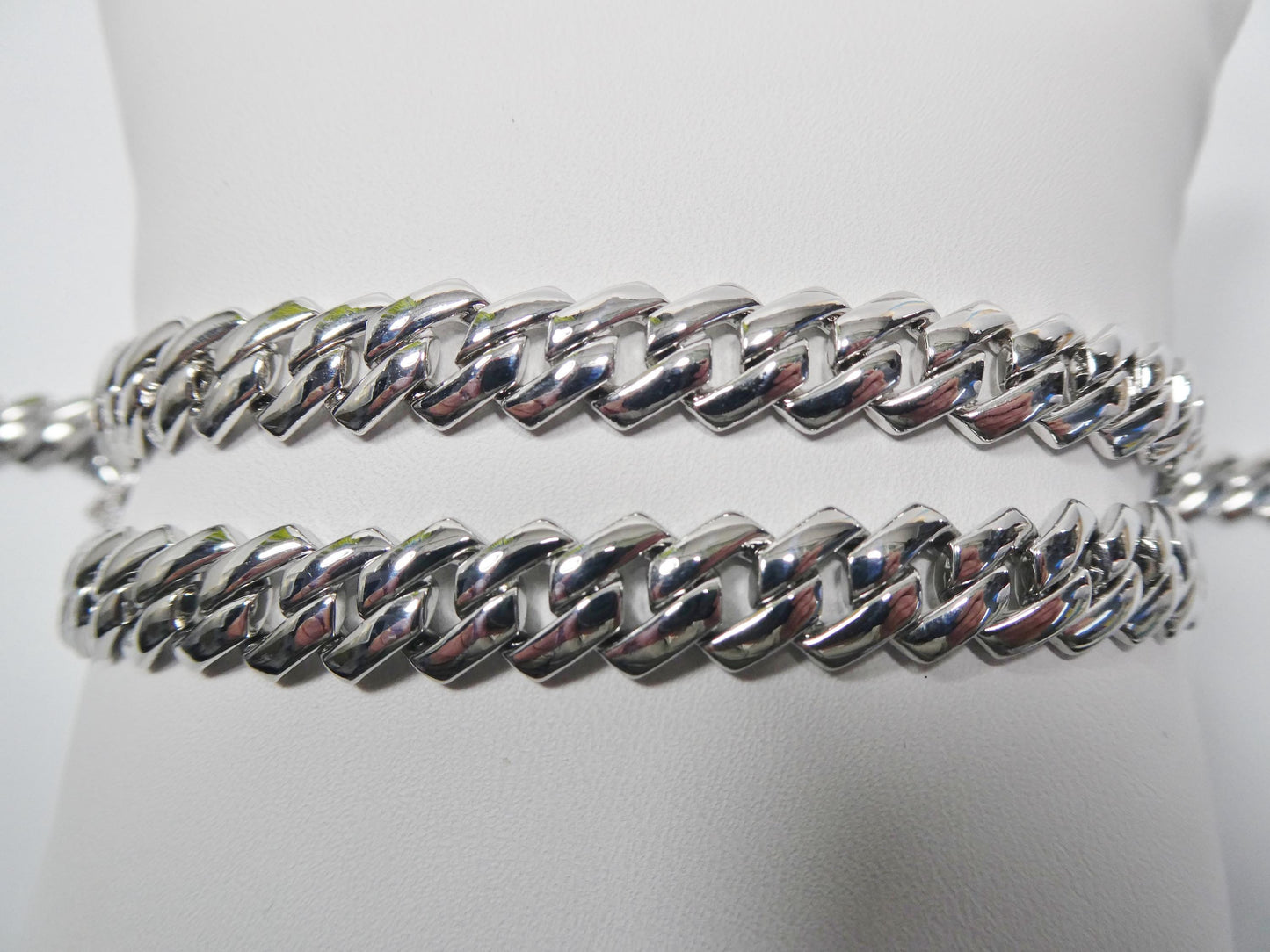 Monaco Cuban necklace brass rhodium plated 14k white gold filled 9mm