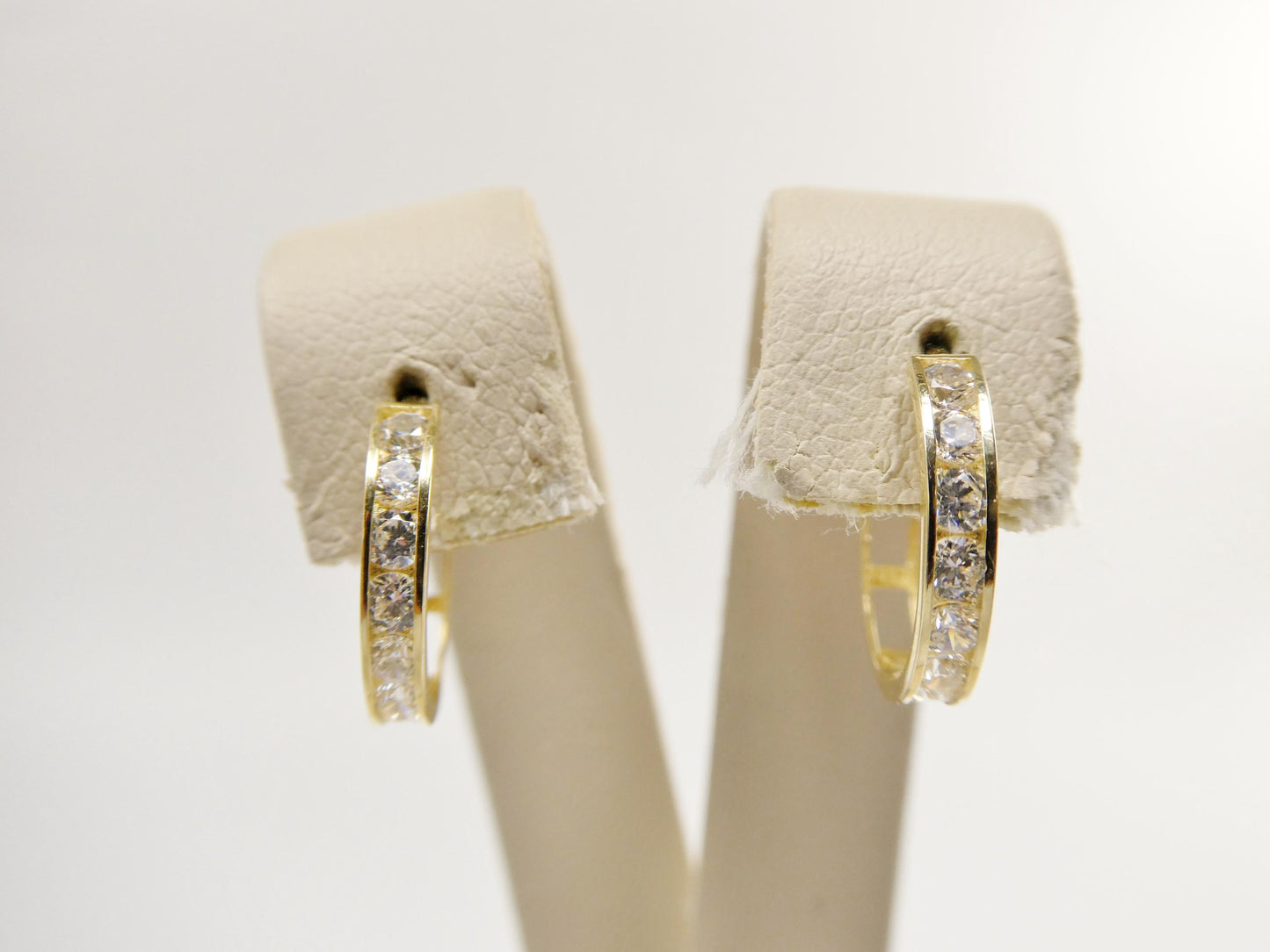 real 10k solid yellow gold 14.5mm hoop huggie earrings