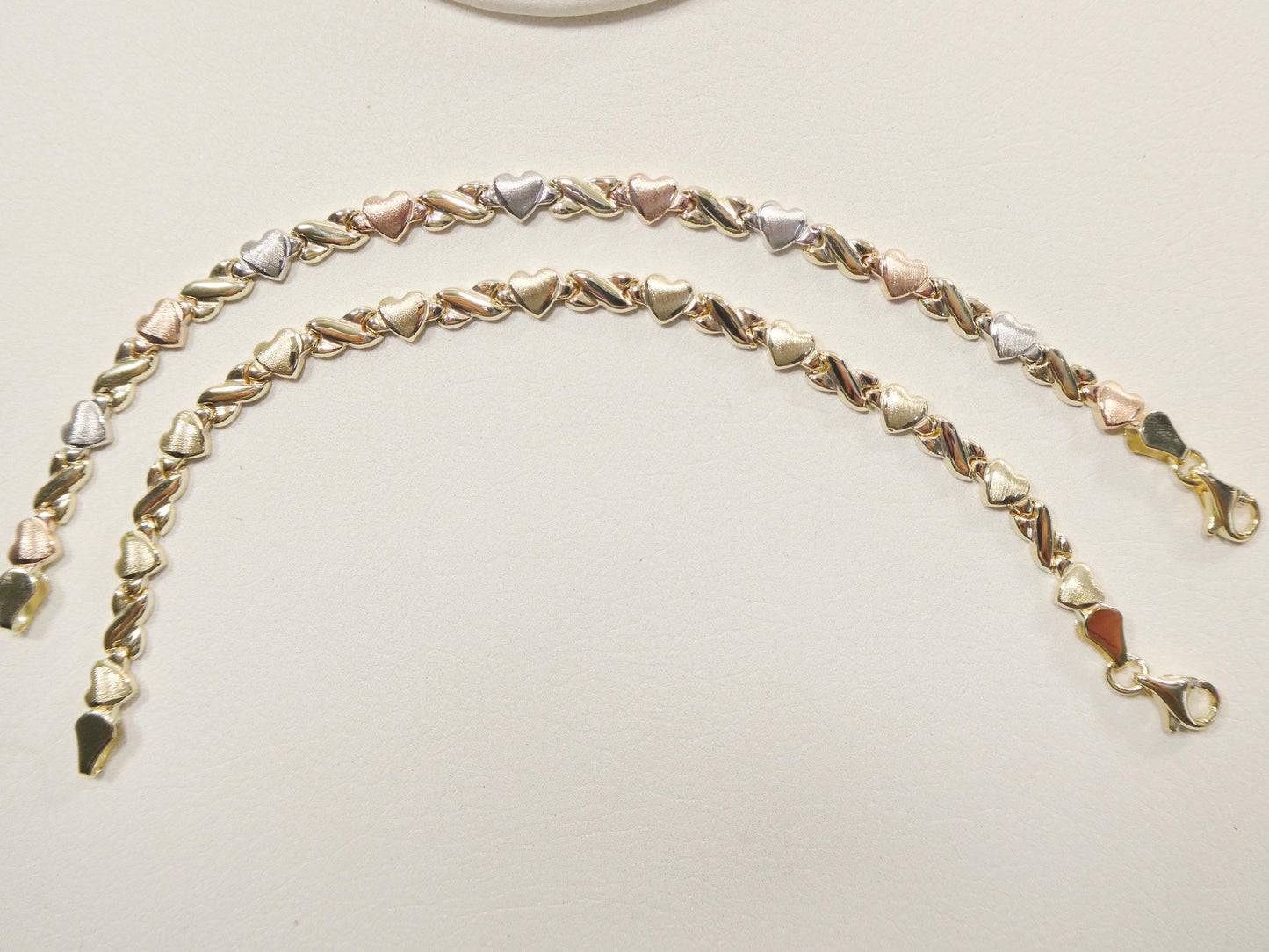 real 10k solid yellow gold 6 /7 inch children/women xo heart bracelet
