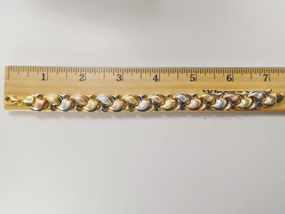 Real 925 Sterling Silver Tri Color Large Mushroom Set Necklace and Bracelet