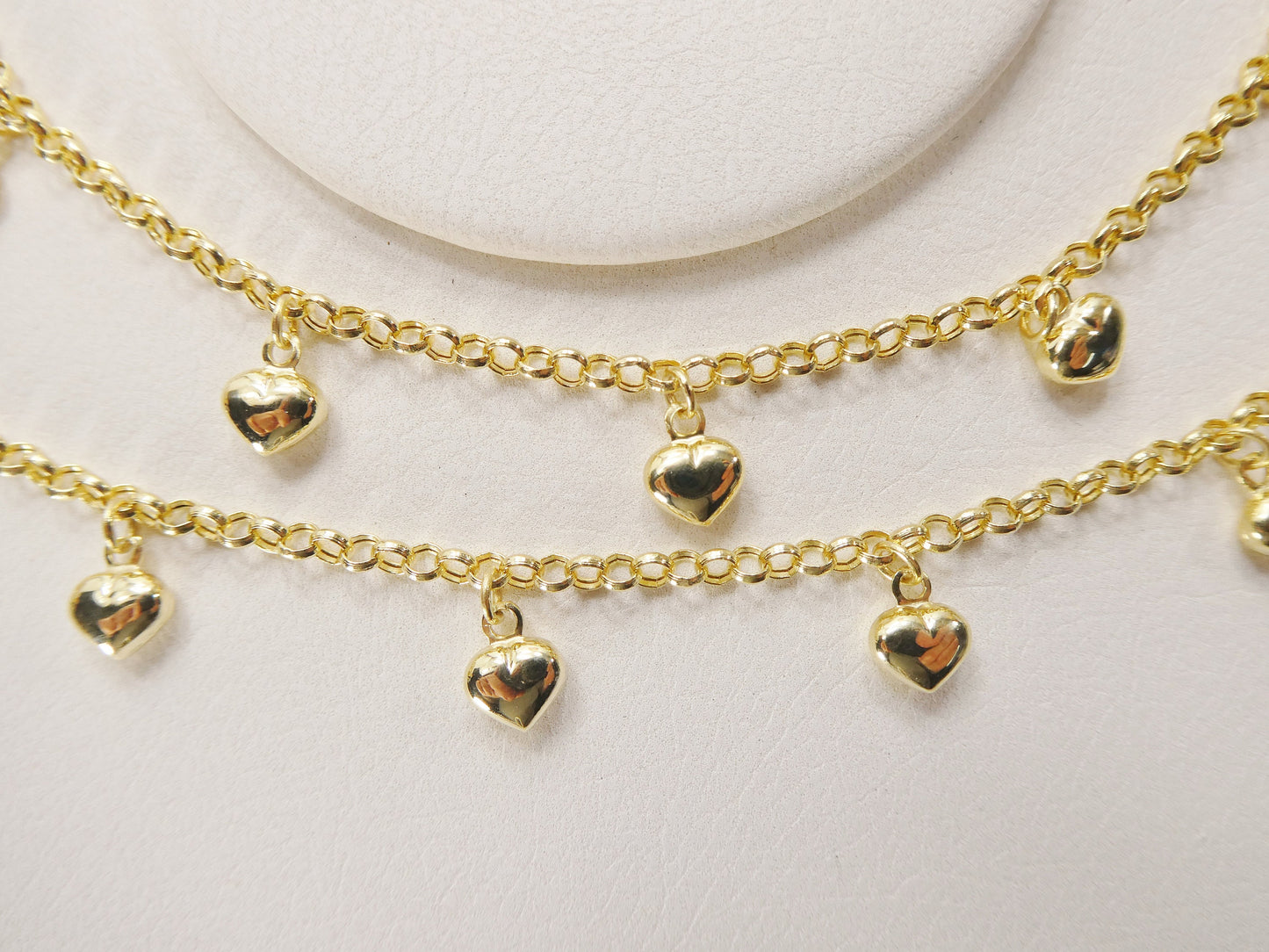 real 10k solid yellow gold 5.5/ 6.5 inch children/women heart dangling cable bracelet