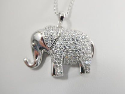 Real 925 Sterling Silver Elephant Pendant and 18 Inch Rob Chain