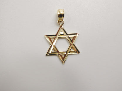 14k Real Solid Yellow Gold Star David Pendent and Robe Necklace
