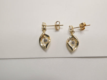 Real 10k Solid Yellow Gold Oval Drop Push Post Earrings