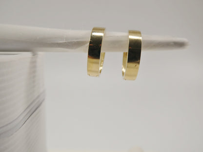 Real 10k Solid Yellow Gold High Polish Plain Hoop Huggie Earrings