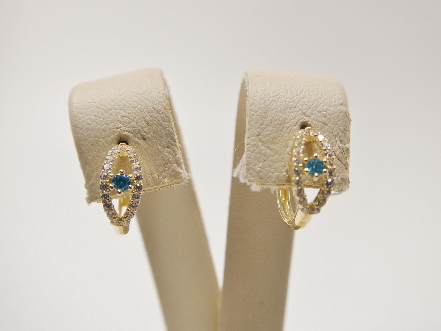 real 10k solid yellow gold evil eye hoop huggie earrings
