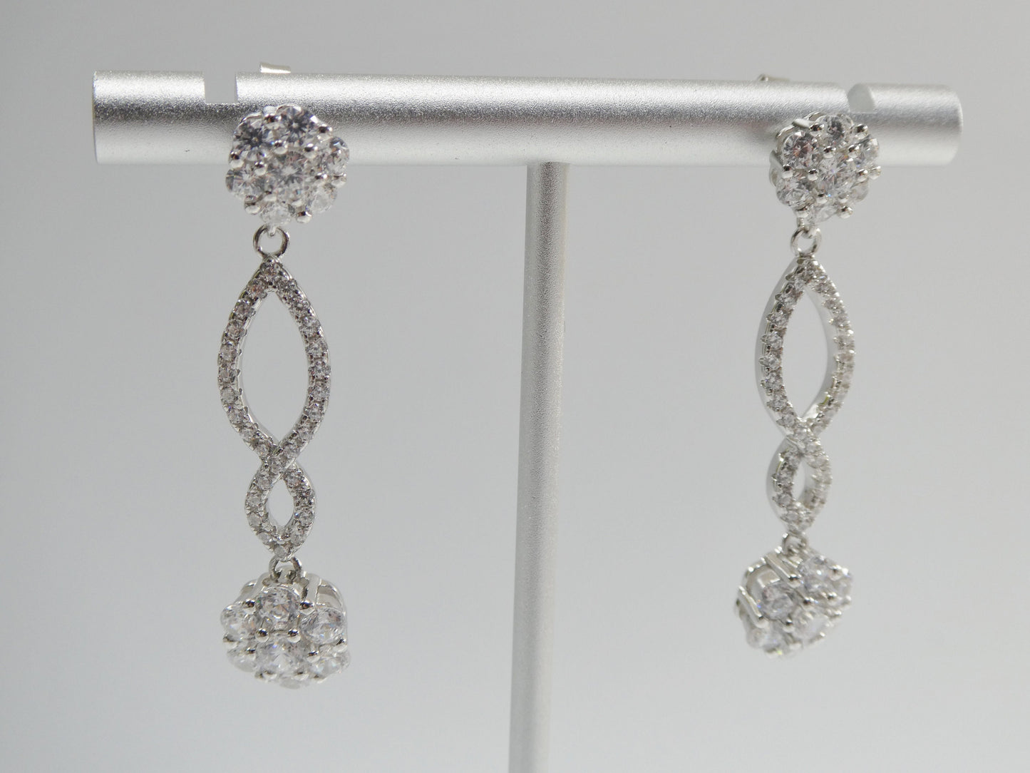 real 925 sterling silver micro pave setting 14k white gold color finish drop earrings