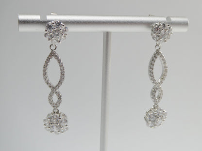 Real 925 Sterling Silver Micro Pave Setting 14k White Gold Color Finish Drop Earrings