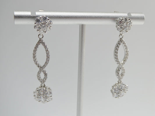 real 925 sterling silver micro pave setting 14k white gold color finish drop earrings