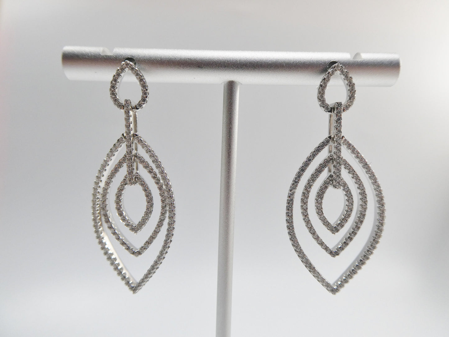 real 925 sterling silver micro pave setting 14k white gold color finish drop earrings