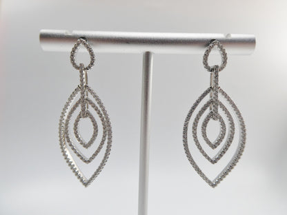 Real 925 Sterling Silver Micro Pave Setting 14k White Gold Color Finish Drop Earrings