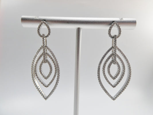 real 925 sterling silver micro pave setting 14k white gold color finish drop earrings