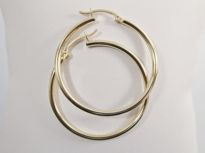 Real 10k Solid Yellow Gold Plain High Polish 35mm Hoop Earrings