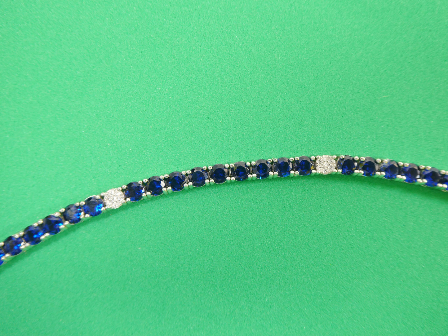 Real 925 sterling silver sapphire spinel tennis bracelet box lock clasp