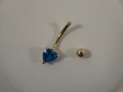 14k Real Solid Yellow Gold Heart Color Belly Ring