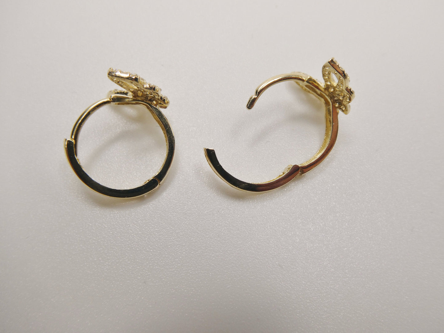 real 10k solid yellow gold butterfly hoop huggie earring