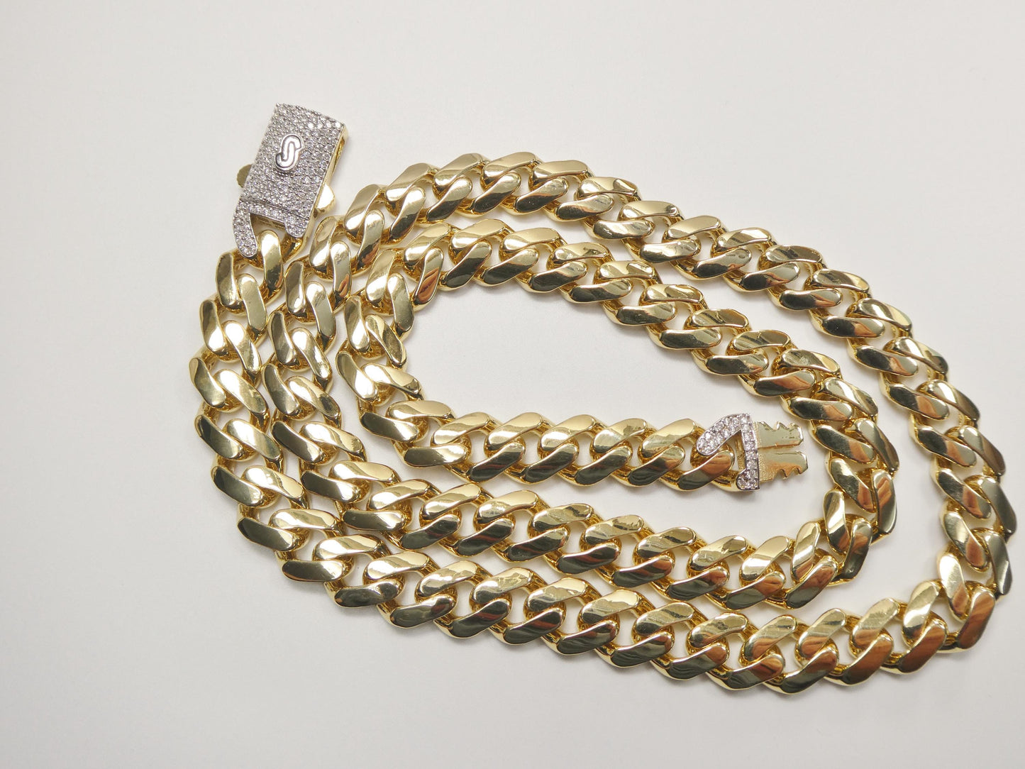 9mm Monaco link chain necklace bracelet moissanite real 925 sterling silver