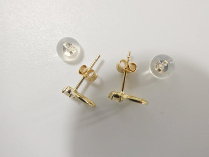 Real 10k Solid Yellow Gold Script Love Letter Stud Earrings Dainty