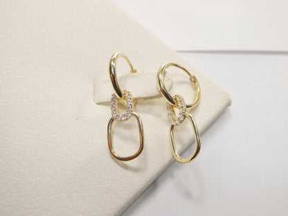 Real 10k Solid Yellow Gold Designer Hoop Huggie Earrings
