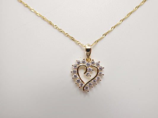 10k real solid yellow gold 16 inch chain and heart pendent set