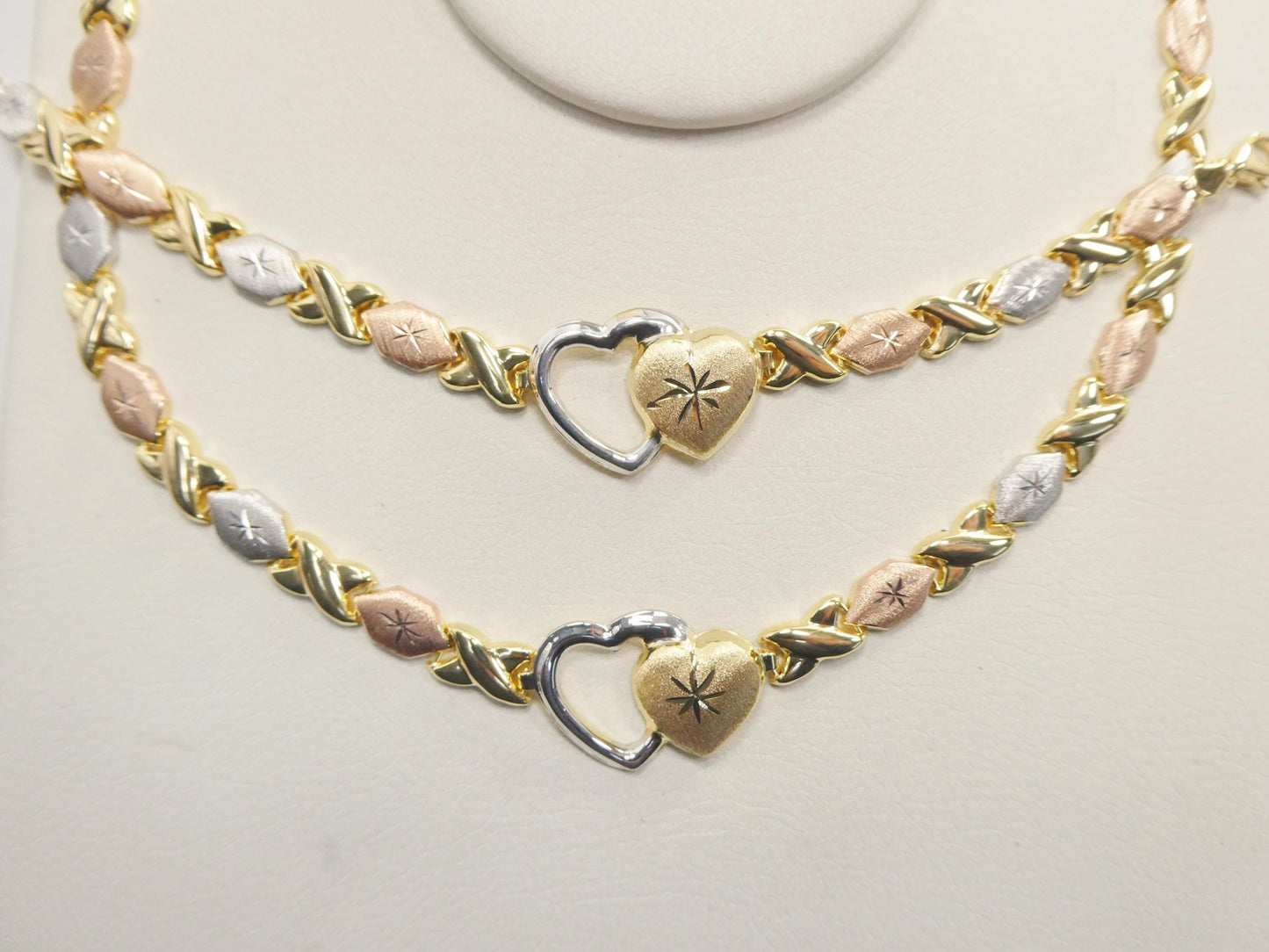 real 925 sterling silver xo hugs and kisses stampato set necklace and bracelet