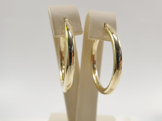 14K real solid yellow gold 3mm round hoop earring snap closure high polish finish