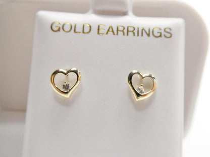 Real 10k Solid Yellow Gold Heart Push Post Earrings