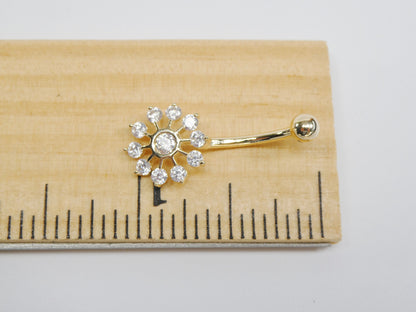 14k Real Solid Yellow Gold Sun Belly Ring
