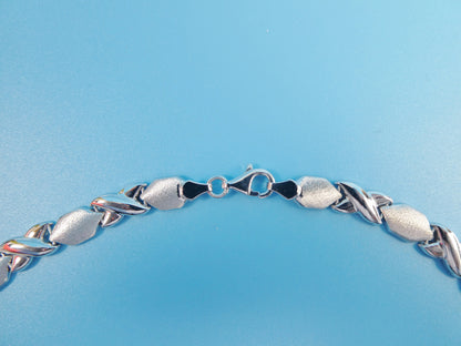 14k White Gold Color Tone Necklace XoXo Satin Finish Over Real 925 Sterling Silver
