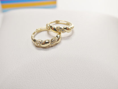 Real 10k Solid Yellow Gold Designer Hoop Huggie Earrings