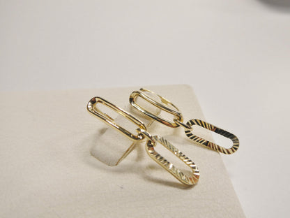 Real 10k Solid Yellow Gold Designer Hoop Huggie Earrings