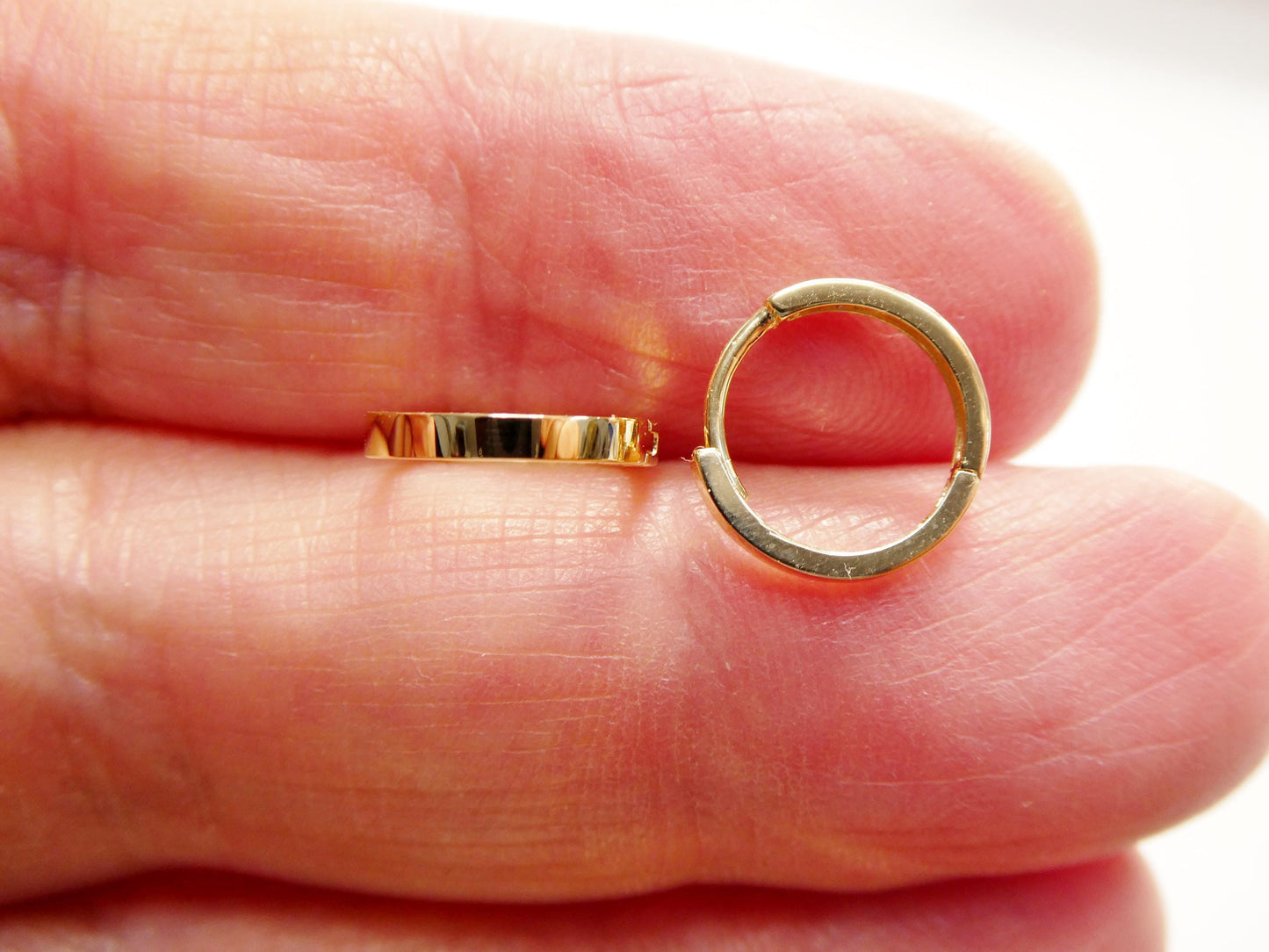 real 10k solid yellow gold 11mm high polish plain hoop huggie earrings