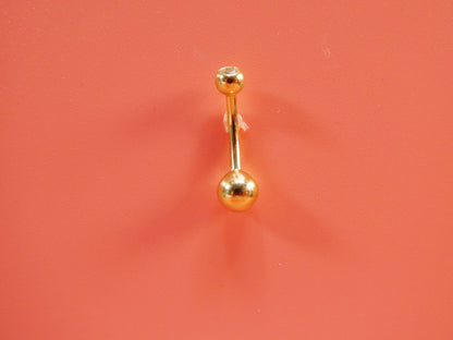 14k Real Solid Yellow Gold High Polish Ball Belly Button Ring Piercing