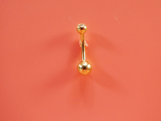 14k real solid yellow gold high polish ball belly button ring piercing