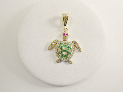 14k Real Solid Yellow Gold Turtle Charm Pendant