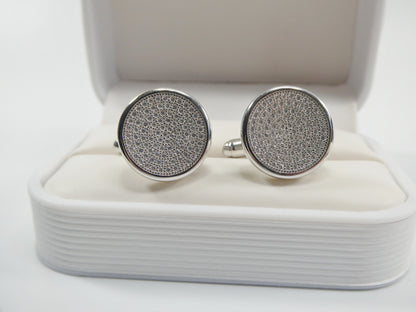 Real 925 Sterling Silver Micro Fave Full Stone Setting Cufflinks