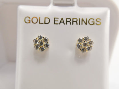 Real 10k Solid Yellow Gold Screw Post Flower Stud Earrings