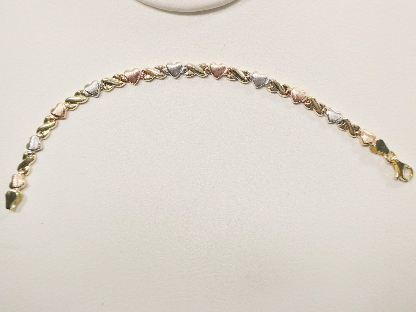 real 10k solid yellow gold 6 inch children/women xo heart bracelet
