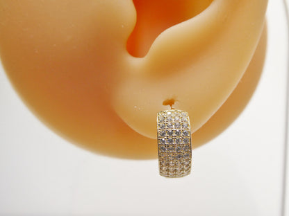 Real 10k Solid Yellow Gold Designer Hoop Huggie Earrings