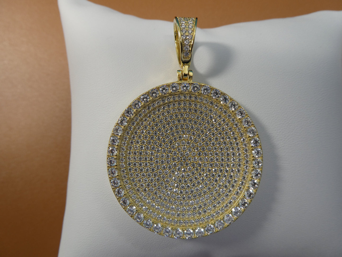 real solid 925 sterling silver large full ice circle pendent