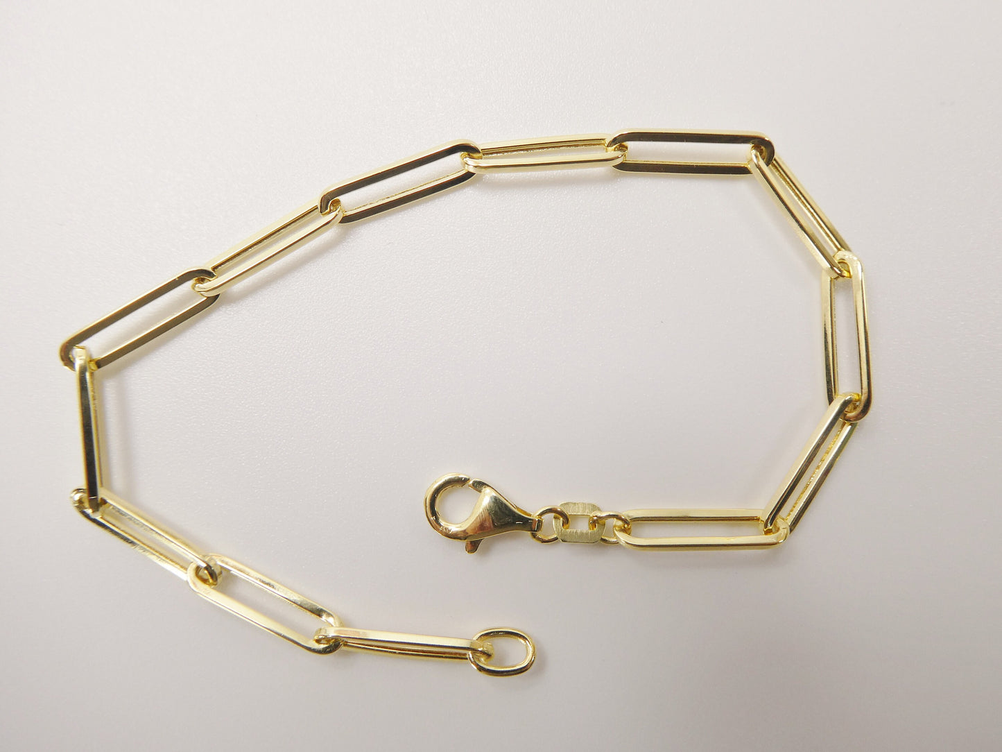 14k real solid yellow gold small wrist 6.5 inch paper clip high polish bracelet