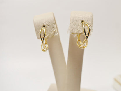 Real 10k Solid Yellow Gold Designer Hoop Huggie Earrings