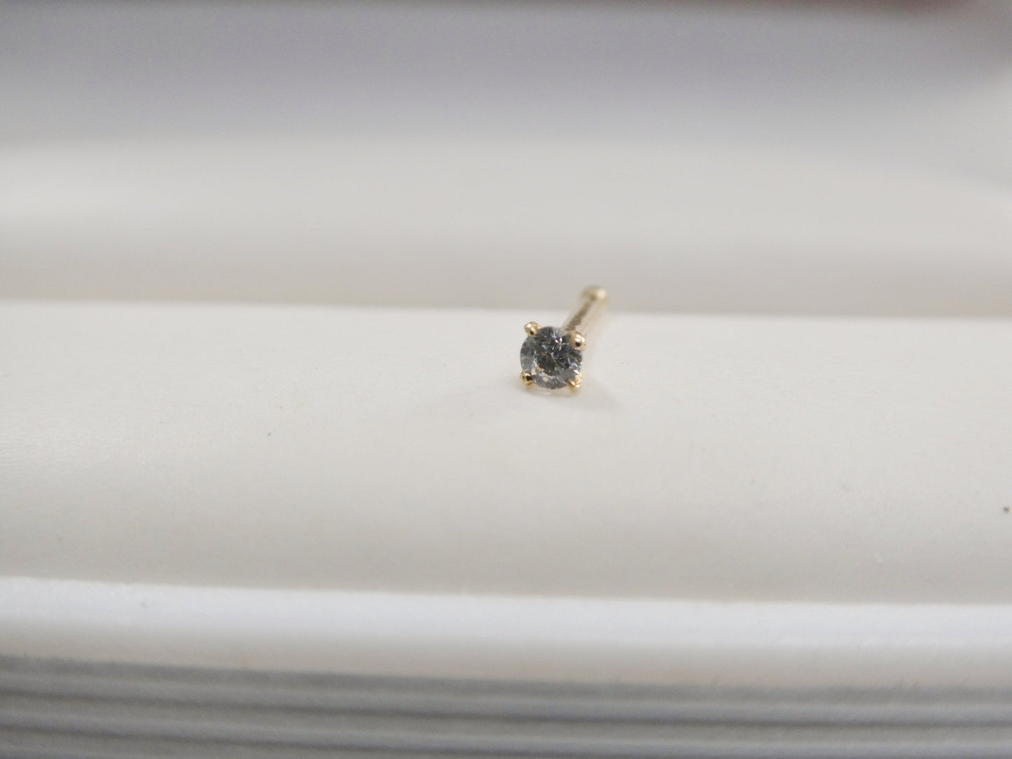 14k real solid yellow gold 2MM long post nose ring